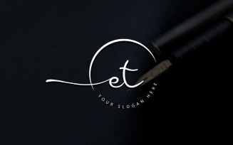 Calligraphy Studio Style ET Letter Logo Design