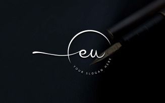 Calligraphy Studio Style EU Letter Logo Design