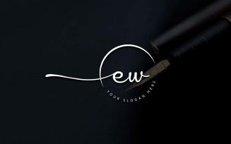 Calligraphy Studio Style EW Letter Logo Design
