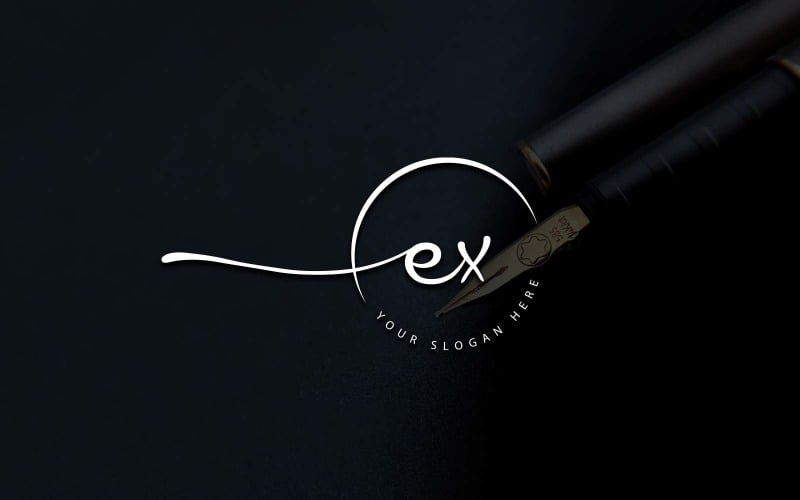 Calligraphy Studio Style EX Letter Logo Design Logo Template