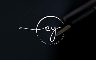 Calligraphy Studio Style EY Letter Logo Design