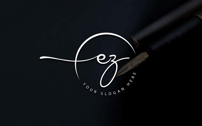 Calligraphy Studio Style EZ Letter Logo Design Logo Template