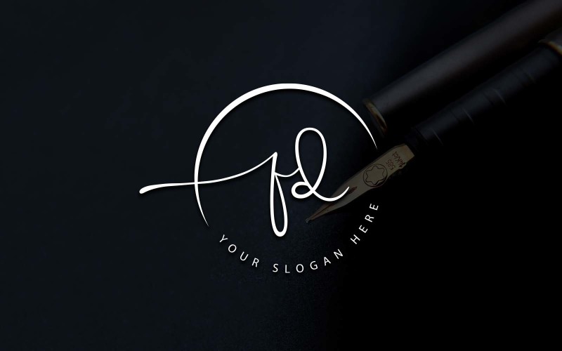 Calligraphy Studio Style FD Letter Logo Design Logo Template