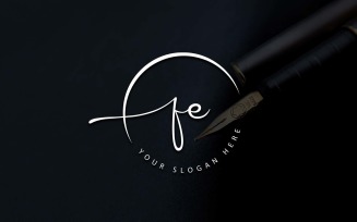 Calligraphy Studio Style FE Letter Logo Design