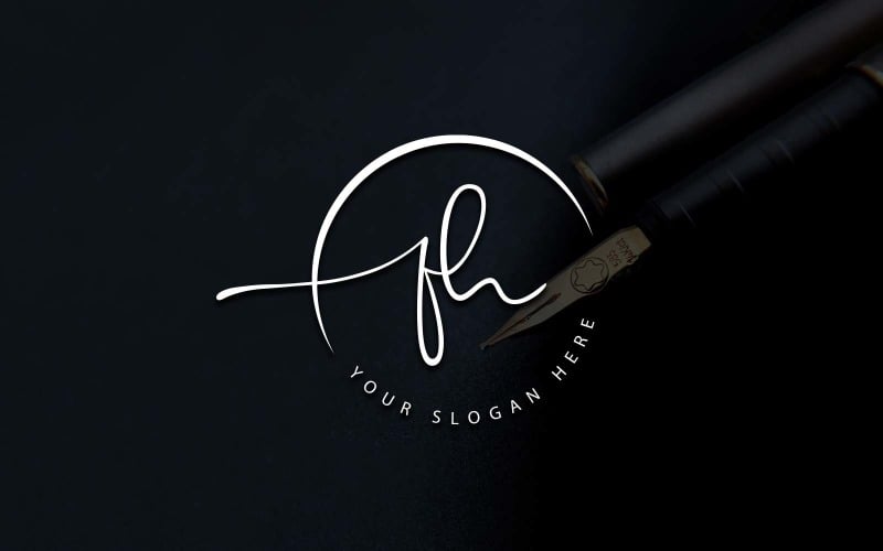 Calligraphy Studio Style FH Letter Logo Design Logo Template