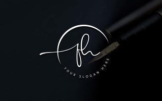 Calligraphy Studio Style FH Letter Logo Design