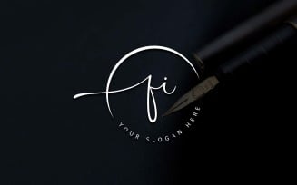 Calligraphy Studio Style FI Letter Logo Design