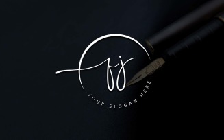Calligraphy Studio Style FJ Letter Logo Design