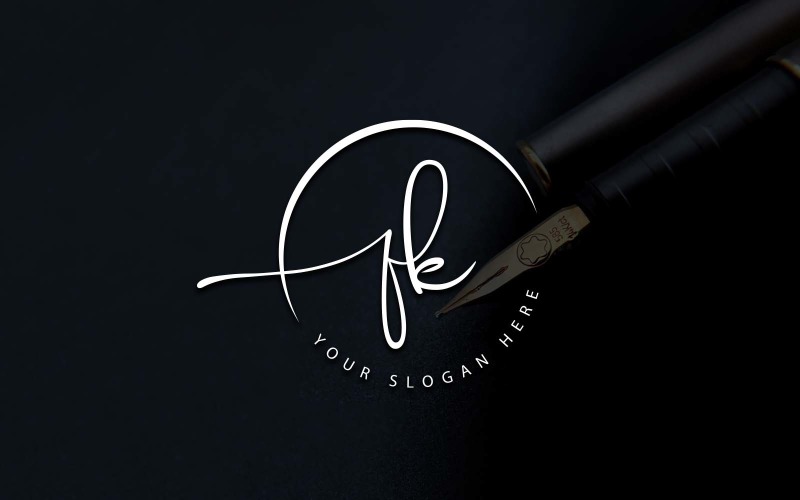 Calligraphy Studio Style FK Letter Logo Design Logo Template