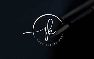 Calligraphy Studio Style FK Letter Logo Design