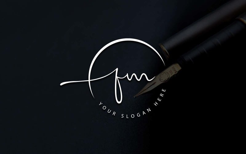 Calligraphy Studio Style FM Letter Logo Design Logo Template