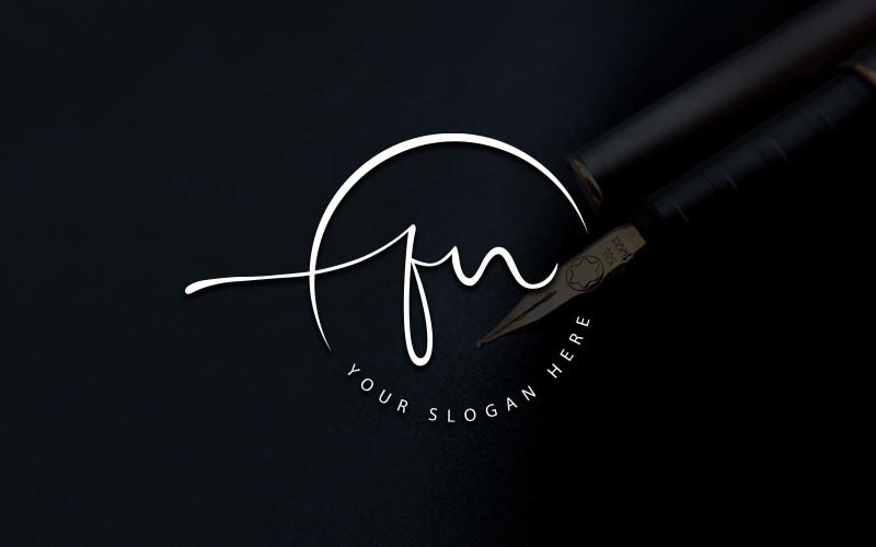Calligraphy Studio Style FN Letter Logo Design Logo Template