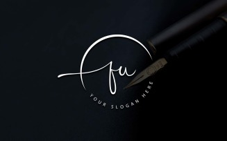 Calligraphy Studio Style FU Letter Logo Design