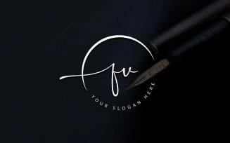 Calligraphy Studio Style FV Letter Logo Design