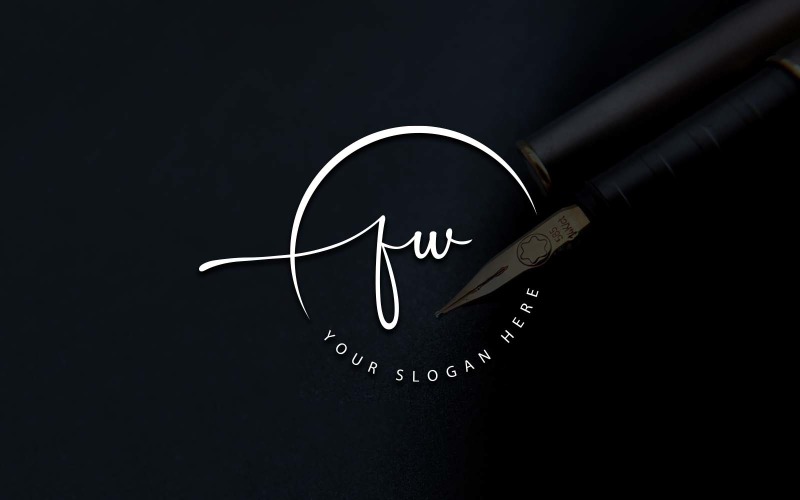 Calligraphy Studio Style FW Letter Logo Design Logo Template
