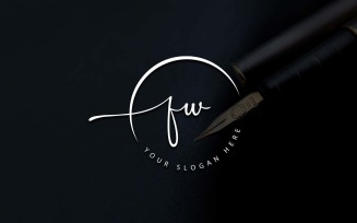 Calligraphy Studio Style FW Letter Logo Design