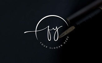 Calligraphy Studio Style FY Letter Logo Design