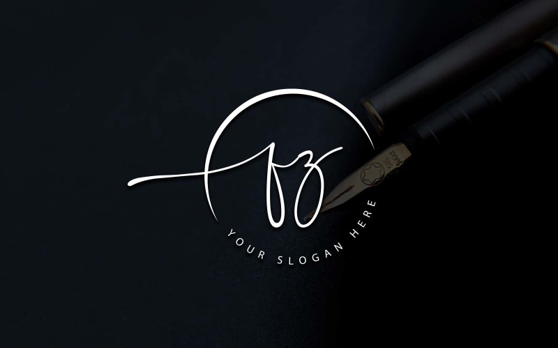 Calligraphy Studio Style FZ Letter Logo Design Logo Template