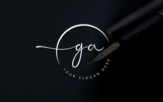 Calligraphy Studio Style GA Letter Logo Design