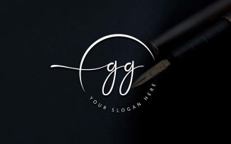 Calligraphy Studio Style GG Letter Logo Design