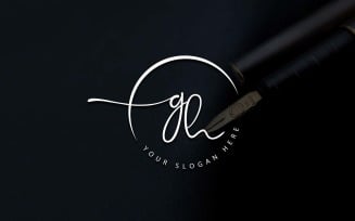 Calligraphy Studio Style GH Letter Logo Design