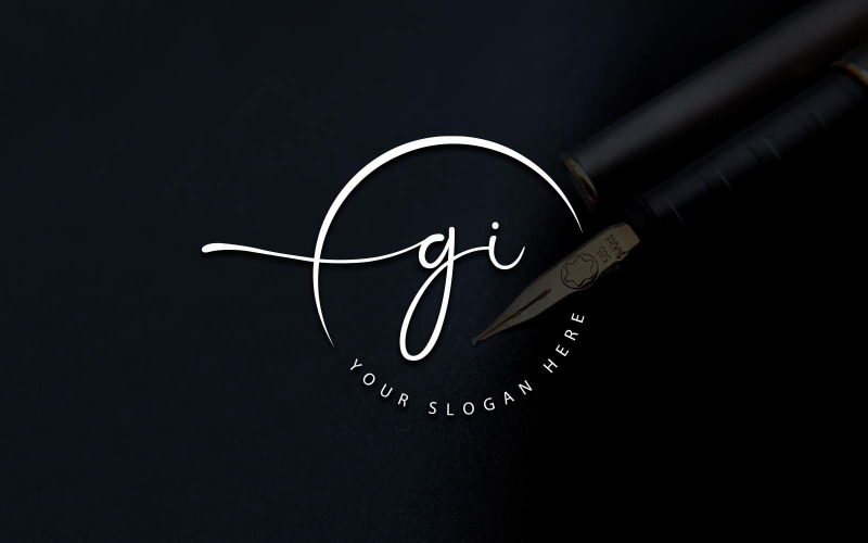 Calligraphy Studio Style GI Letter Logo Design Logo Template