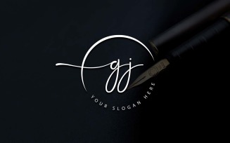 Calligraphy Studio Style GJ Letter Logo Design