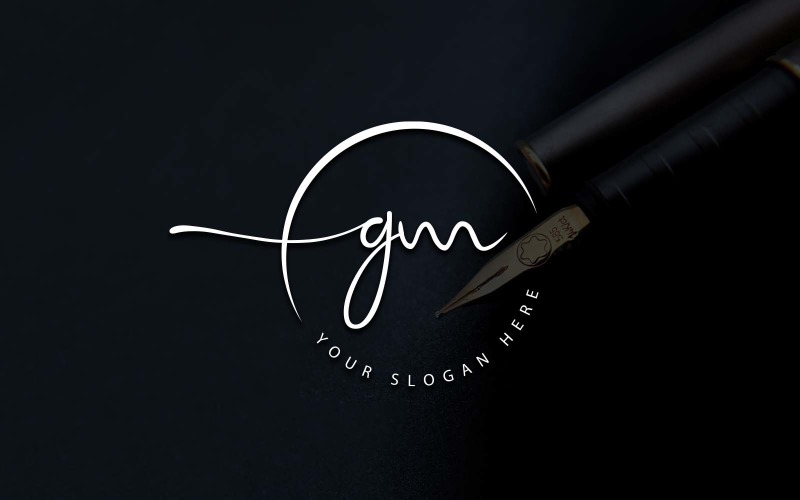 Calligraphy Studio Style GM Letter Logo Design Logo Template