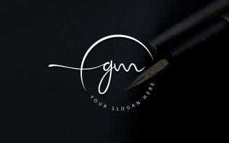 Calligraphy Studio Style GM Letter Logo Design