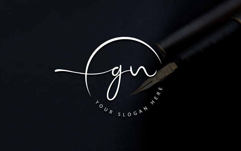 Calligraphy Studio Style GN Letter Logo Design Logo Template