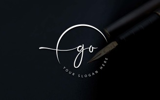 Calligraphy Studio Style GO Letter Logo Design