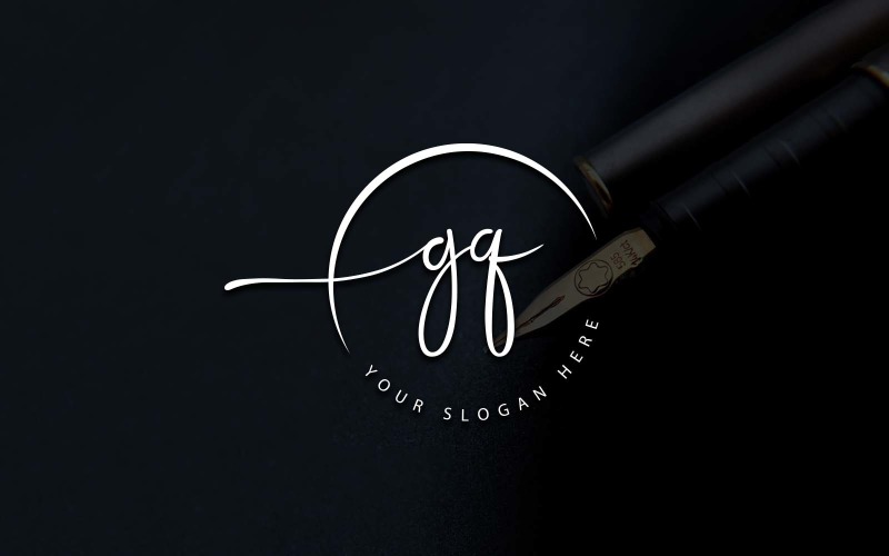 Calligraphy Studio Style GQ Letter Logo Design Logo Template
