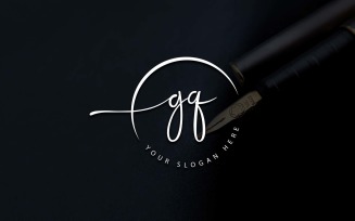 Calligraphy Studio Style GQ Letter Logo Design