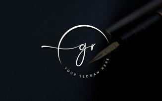Calligraphy Studio Style GR Letter Logo Design