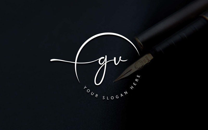 Calligraphy Studio Style GV Letter Logo Design Logo Template