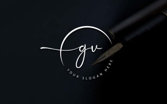 Calligraphy Studio Style GV Letter Logo Design