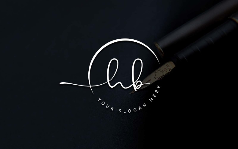 Calligraphy Studio Style HB Letter Logo Design Logo Template