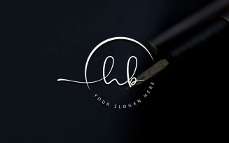 Calligraphy Studio Style HB Letter Logo Design