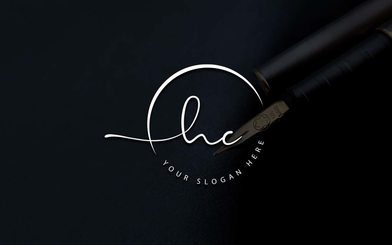 Calligraphy Studio Style HC Letter Logo Design Logo Template