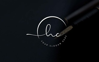 Calligraphy Studio Style HC Letter Logo Design