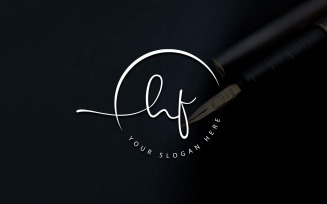 Calligraphy Studio Style HF Letter Logo Design