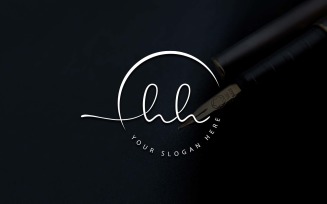 Calligraphy Studio Style HH Letter Logo Design