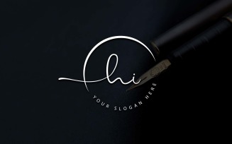 Calligraphy Studio Style HI Letter Logo Design
