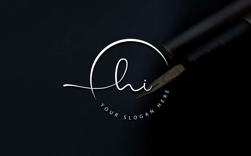 Calligraphy Studio Style HI Letter Logo Design Logo Template