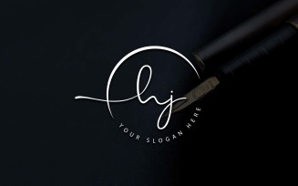 Calligraphy Studio Style HJ Letter Logo Design