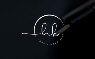 Calligraphy Studio Style HK Letter Logo Design