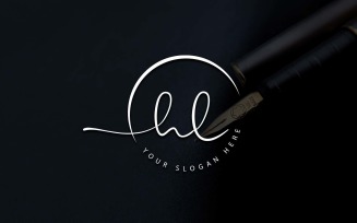 Calligraphy Studio Style HL Letter Logo Design