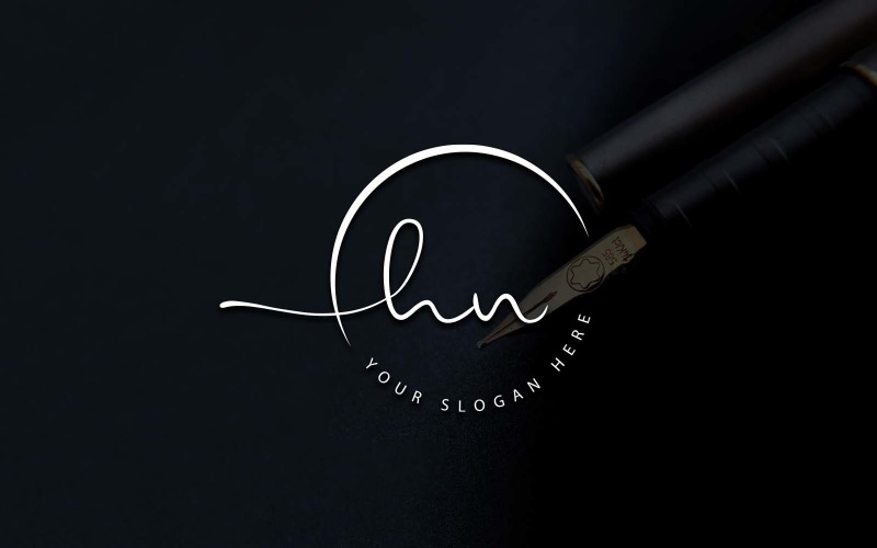 Calligraphy Studio Style HN Letter Logo Design Logo Template