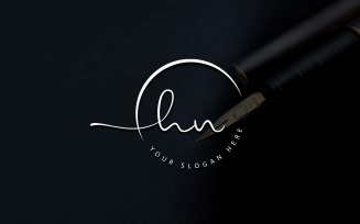 Calligraphy Studio Style HN Letter Logo Design