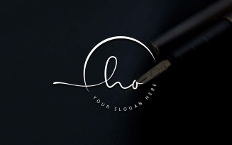 Calligraphy Studio Style HO Letter Logo Design